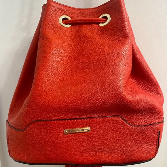 Rebecca Minkoff Red Leather Bucket Bag with Chain Strap - Picture 4 of 9